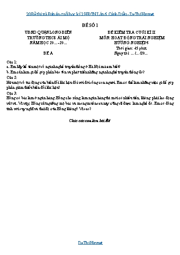 20 Đề thi và Đáp án cuối học kì 2 HĐTN Lớp 6 Cánh Diều