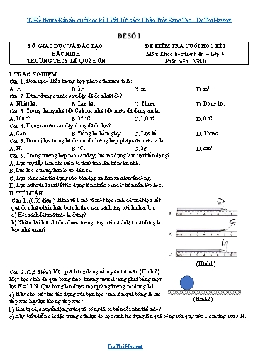 22 Đề thi và Đáp án cuối học kì 1 Vật lí 6 sách Chân Trời Sáng Tạo