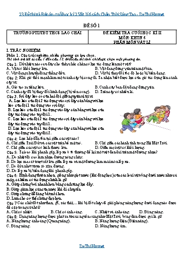 23 Đề thi và Đáp án cuối học kì 2 Vật lí 6 sách Chân Trời Sáng Tạo