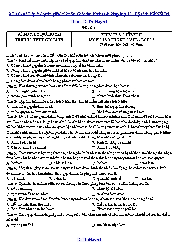 9 Đề thi và Đáp án kỳ thi giữa kì 2 môn Giáo dục Kinh tế & Pháp luật 11 - Bộ sách Kết Nối Tri Thức