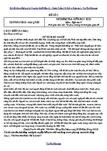 Bộ đề thi giữa học kì 2 môn Ngữ Văn 6 - Cánh Diều (25 Đề + Đáp án)