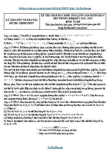 Đề thi + Đáp án các môn kỳ thi HSGQG THPT 2026