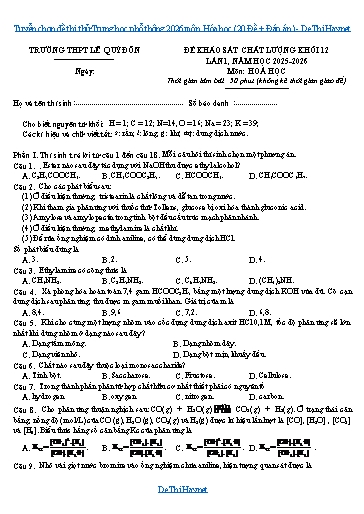Tuyển chọn đề thi thử Trung học phổ thông 2026 môn Hóa học (20 Đề + Đáp án)