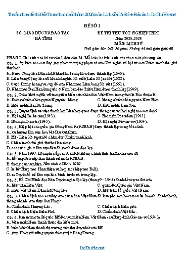 Tuyển chọn đề thi thử Trung học phổ thông 2026 môn Lịch sử (16 Đề + Đáp án)
