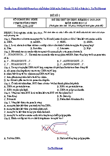 Tuyển chọn đề thi thử Trung học phổ thông 2026 môn Sinh học (32 Đề + Đáp án)