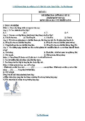 15 Đề thi và Đáp án giữa học kì 2 Vật lí 8 sách Cánh Diều