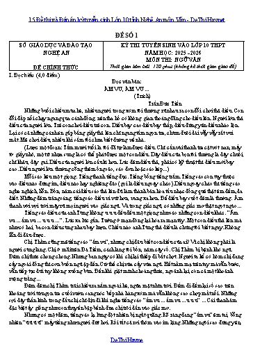 15 Đề thi và Đáp án kỳ tuyển sinh Lớp 10 tỉnh Nghệ An môn Văn