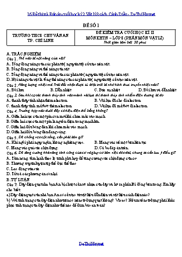 16 Đề thi và Đáp án cuối học kì 2 Vật lí 8 sách Cánh Diều