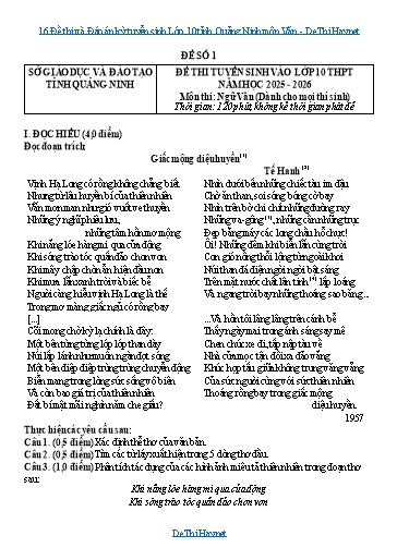 16 Đề thi và Đáp án kỳ tuyển sinh Lớp 10 tỉnh Quảng Ninh môn Văn