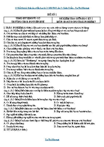 17 Đề thi và Đáp án giữa học kì 1 HĐTN Lớp 7 Cánh Diều