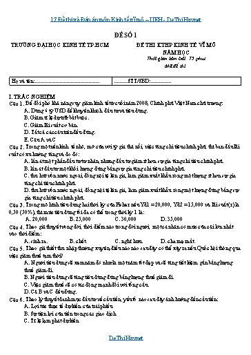 17 Đề thi và Đáp án môn Kinh tế vĩ mô - UEH