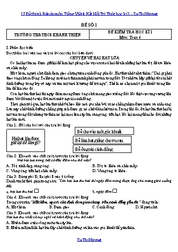 17 Đề thi và Đáp án môn Tiếng Việt 4 Kết Nối Tri Thức học kì 1