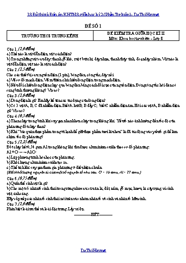 18 Đề thi và Đáp án KHTN 8 giữa học kì 2 (Phần Tự luận)