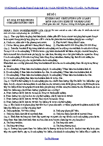 23 Đề thi trắc nghiệm Kinh tế pháp luật Lớp 12 sách Kết Nối Tri Thức (Có giải)