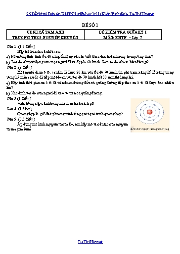 25 Đề thi và Đáp án KHTN 7 giữa học kì 1 (Phần Tự luận)