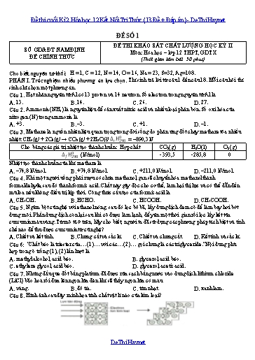Đề thi cuối Kì 2 Hóa học 12 Kết Nối Tri Thức (13 Đề + Đáp án)