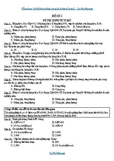 Tổng hợp 16 Đề thi và Đáp án môn Kinh tế vi mô