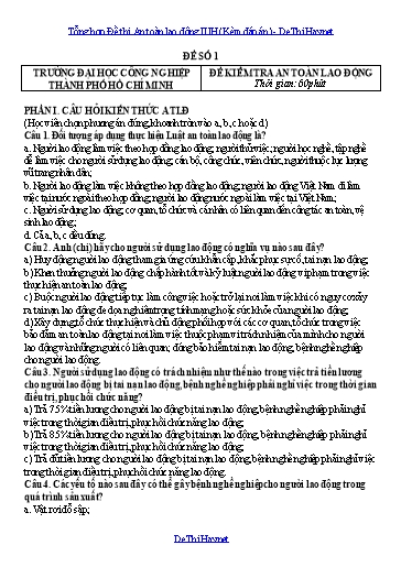 Tổng hợp Đề thi An toàn lao động IUH (Kèm đáp án)