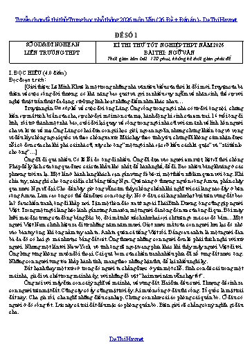 Tuyển chọn đề thi thử Trung học phổ thông 2026 môn Văn (26 Đề + Đáp án)