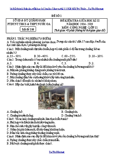 14 Đề thi và Đáp án giữa học kì 2 môn Công nghệ 11 Kết Nối Tri Thức