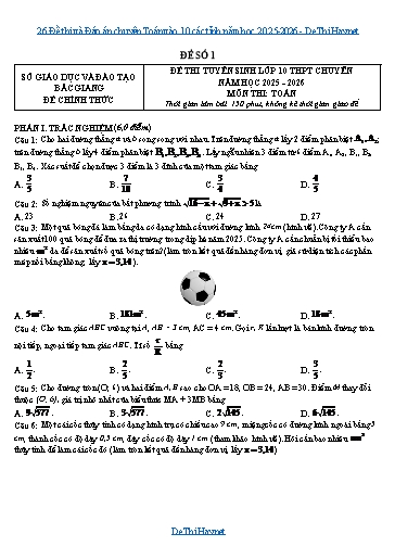 26 Đề thi và Đáp án chuyên Toán vào 10 các tỉnh năm học 2025-2026