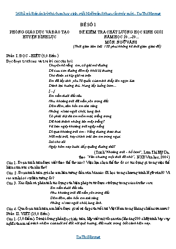 26 Đề và Đáp án kỳ thi chọn học sinh giỏi Ngữ văn 8 theo cấu trúc mới