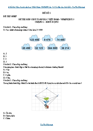 4 Đề thi Sân chơi toán học Việt Nam VNMF Lớp 5 (Có đáp án chi tiết)