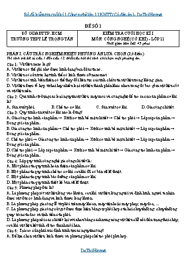 Bộ đề kiểm tra cuối kì 1 Công nghệ lớp 11 KNTT (Có đáp án)