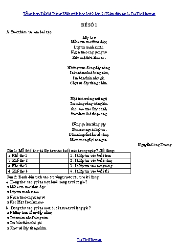 Tổng hợp Đề thi Tiếng Việt giữa học kỳ 2 lớp 2 (Kèm đáp án)
